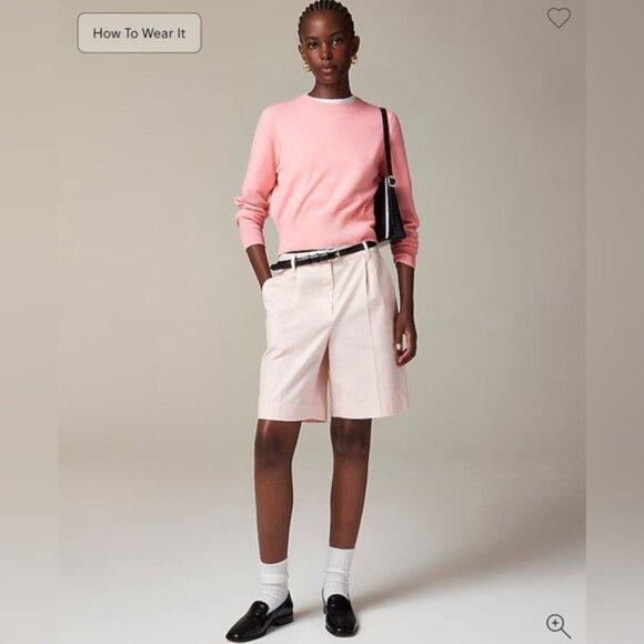 NWT J Crew Cropped Cashmere Crewneck Sweater in Brilliant Peony Small - Picture 4 of 8